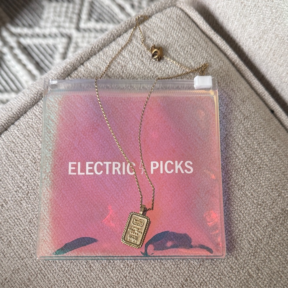 Electric Picks Gold Bar Pendant Necklace